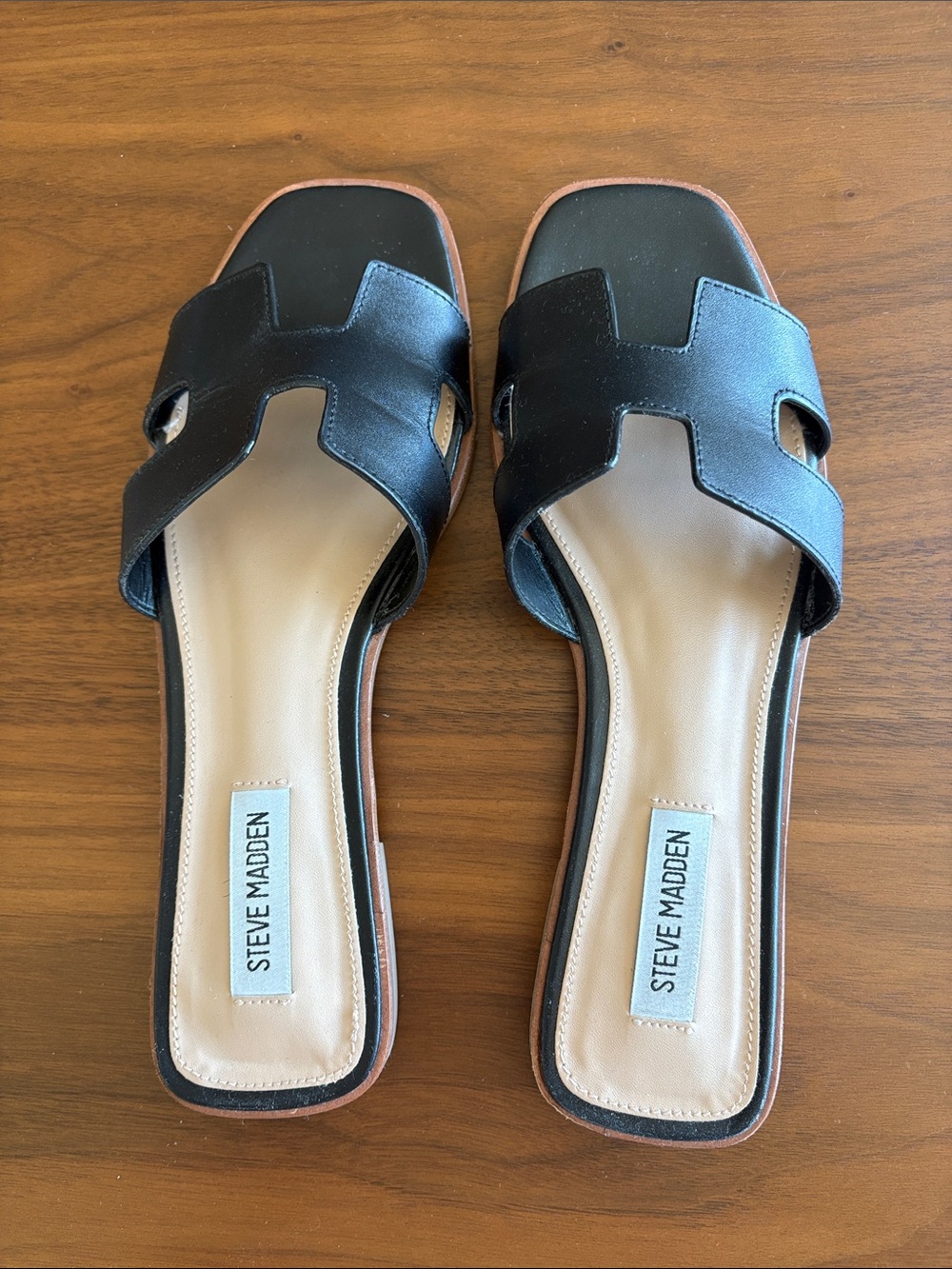 Steve Madden Black Leather Sandals